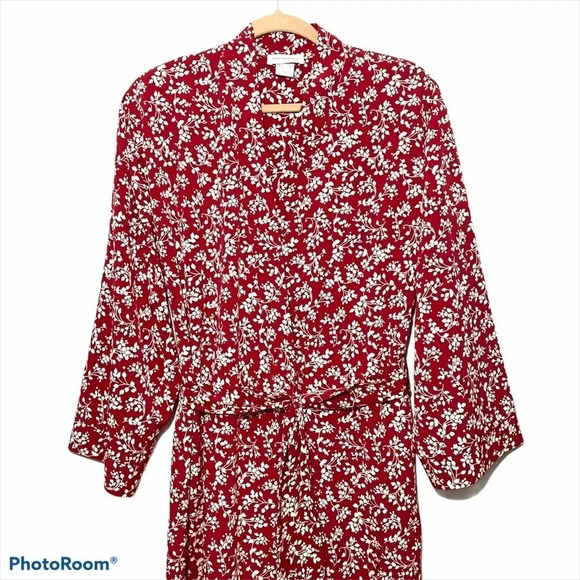 Jones New York Women Red/White Flower Kimono Robe
